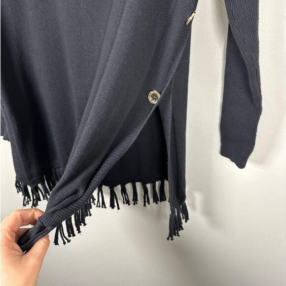 Lily Pulitzer Ramona Navy Cotton Blend Fringe Long Sleeve Sweater Women's XS - Picture 5 of 10